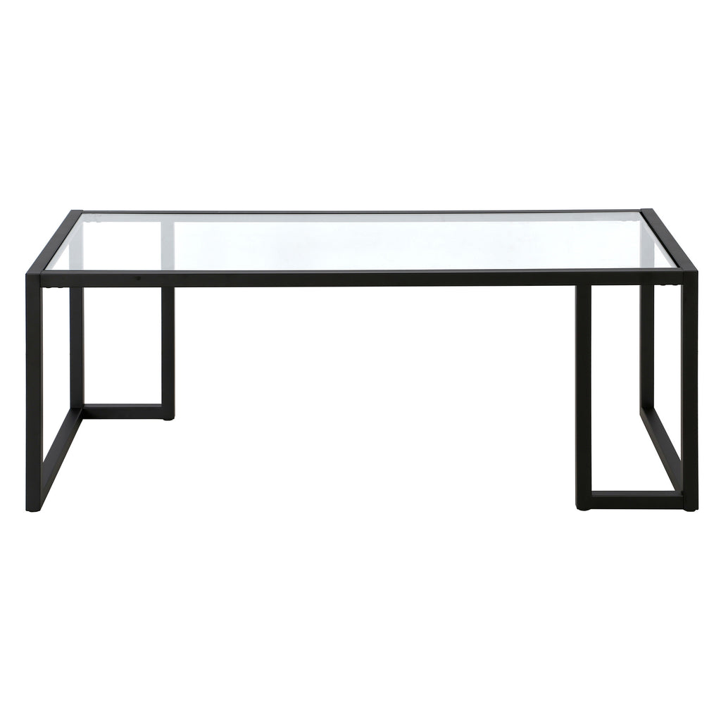 45" Black Glass And Steel Coffee Table