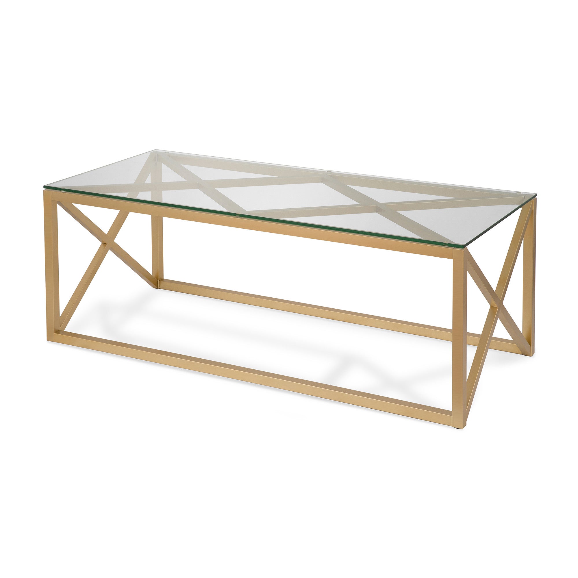 46" Gold Glass And Steel Coffee Table