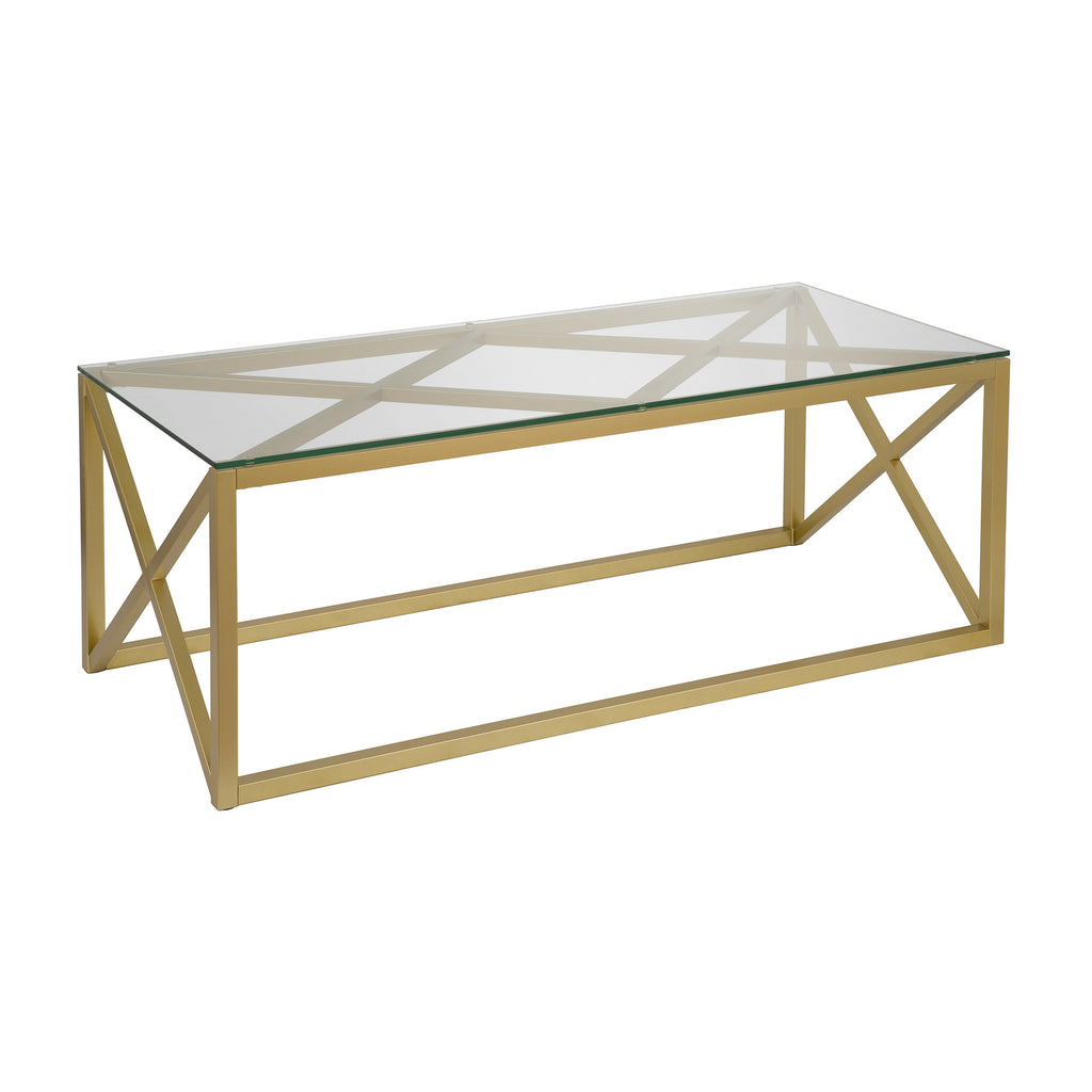 46" Gold Glass And Steel Coffee Table