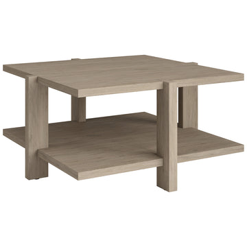 35" Gray Square Coffee Table With Shelf