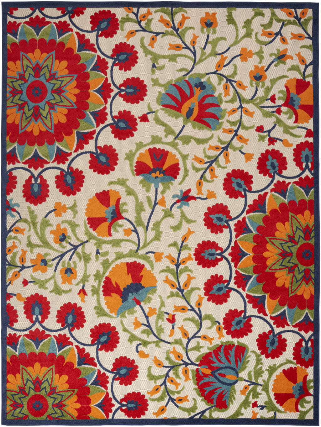 10' X 14' Red Floral Power Loom Area Rug