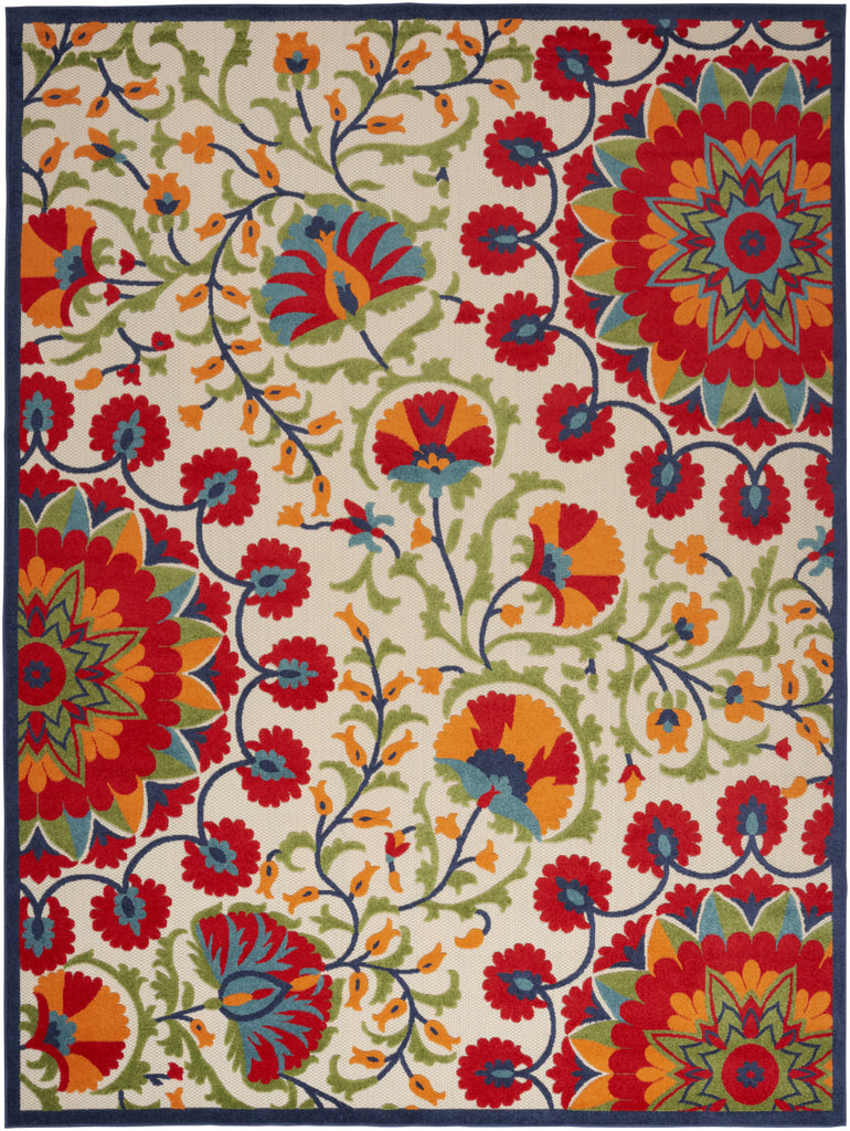 10' X 14' Red Floral Power Loom Area Rug