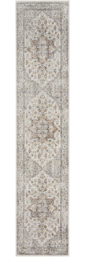 10' Gray Oriental Power Loom Washable Runner Rug