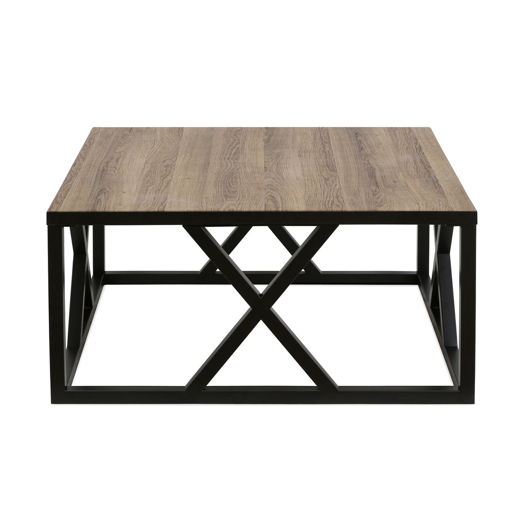 35" Black Steel Square Coffee Table