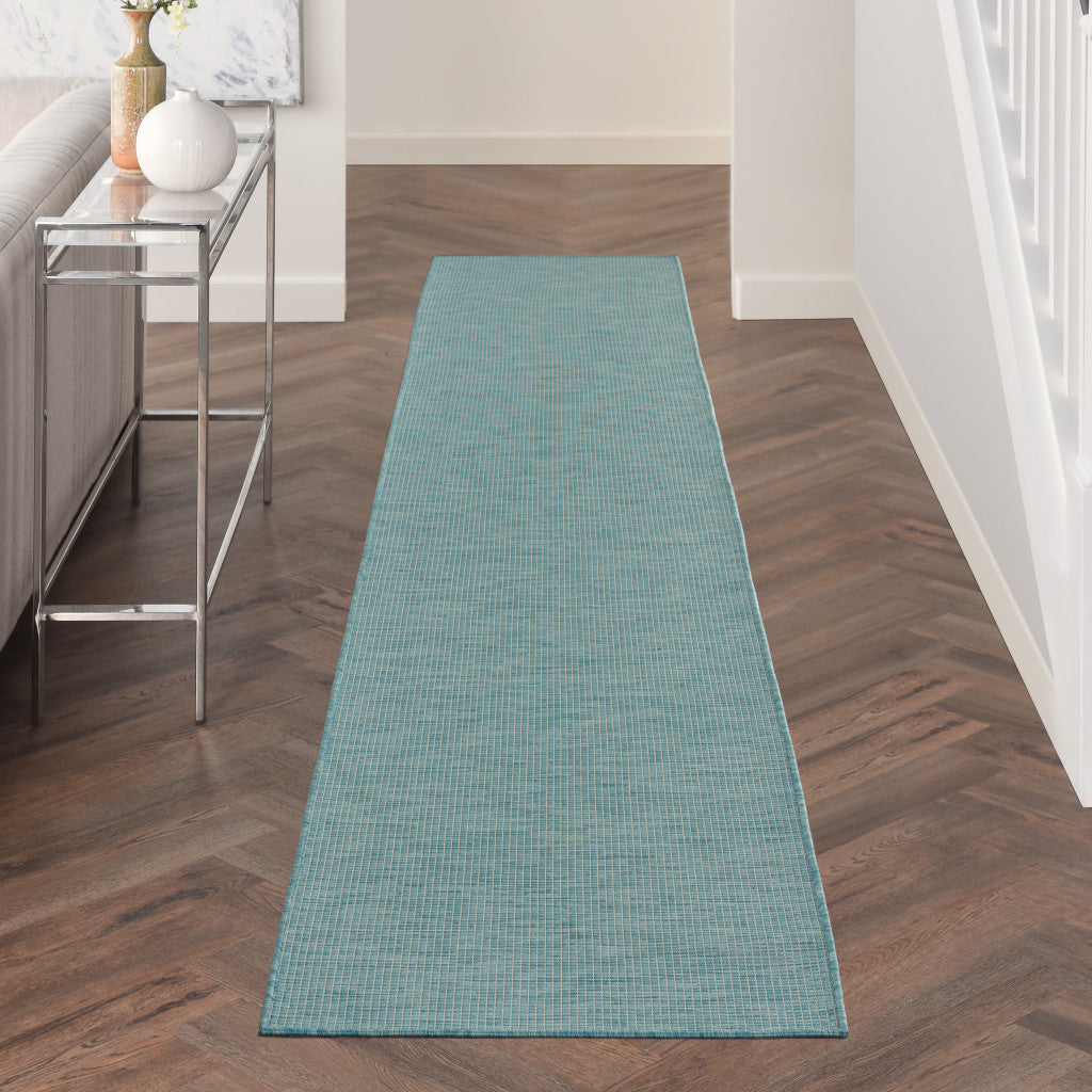 12' Aqua Power Loom Runner Rug