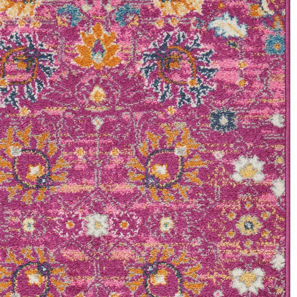 10' Pink Floral Power Loom Runner Rug