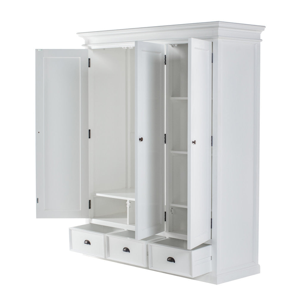 62" Off White Solid Wood Frame Standard Curio Cabinet With Six Shelves