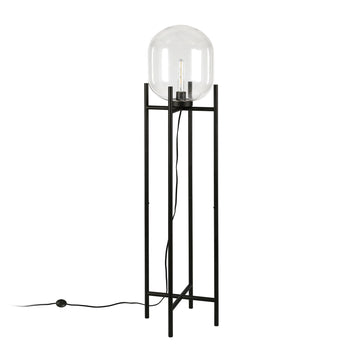 55" Black Novelty Floor Lamp With Clear Transparent Glass Globe Shade