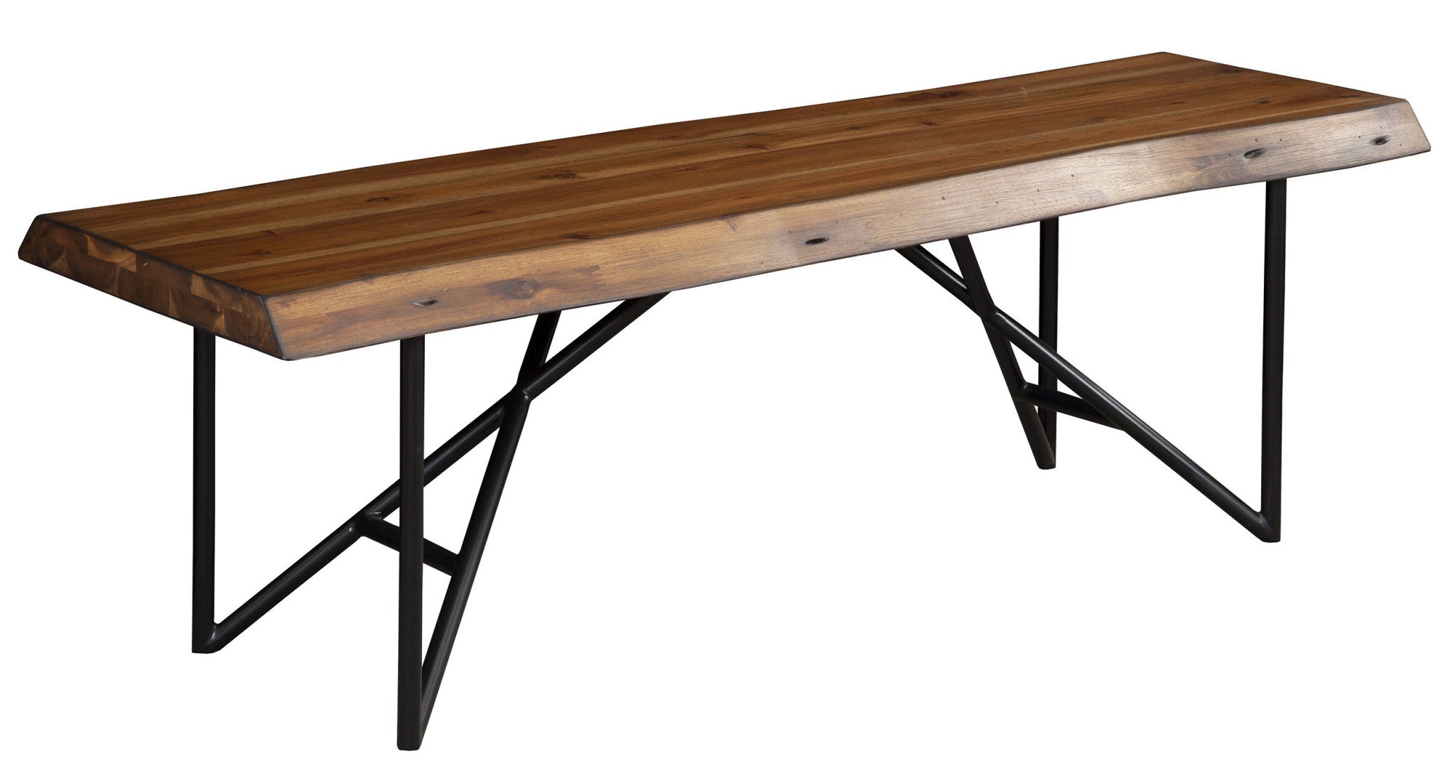 55" Brown and Black Solid Wood Dining Bench