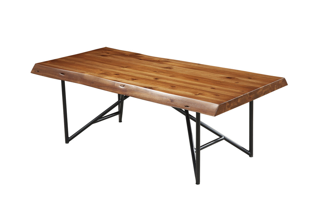 50" Brown And Black Solid Wood And Metal Coffee Table