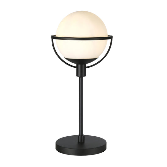 21" Black Metal Globe Table Lamp With Clear Globe Shade