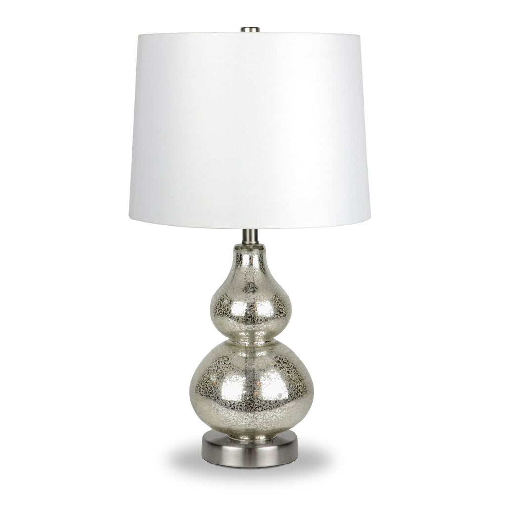 21" Silver Glass Gourd Table Lamp With White Drum Shade