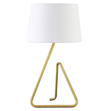 22" Brass Metal Table Lamp With White Bell Shade