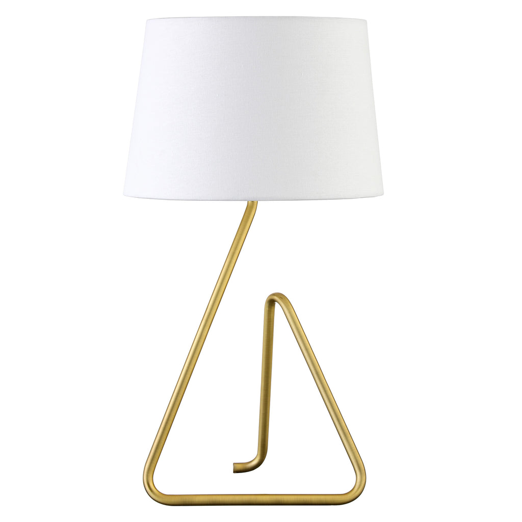 22" Brass Metal Table Lamp With White Bell Shade