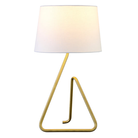 22" Brass Metal Table Lamp With White Bell Shade