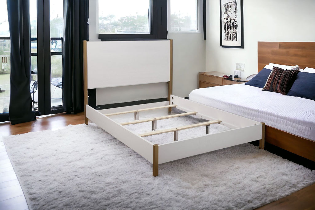 White Solid and Manufactured Wood Queen Bed