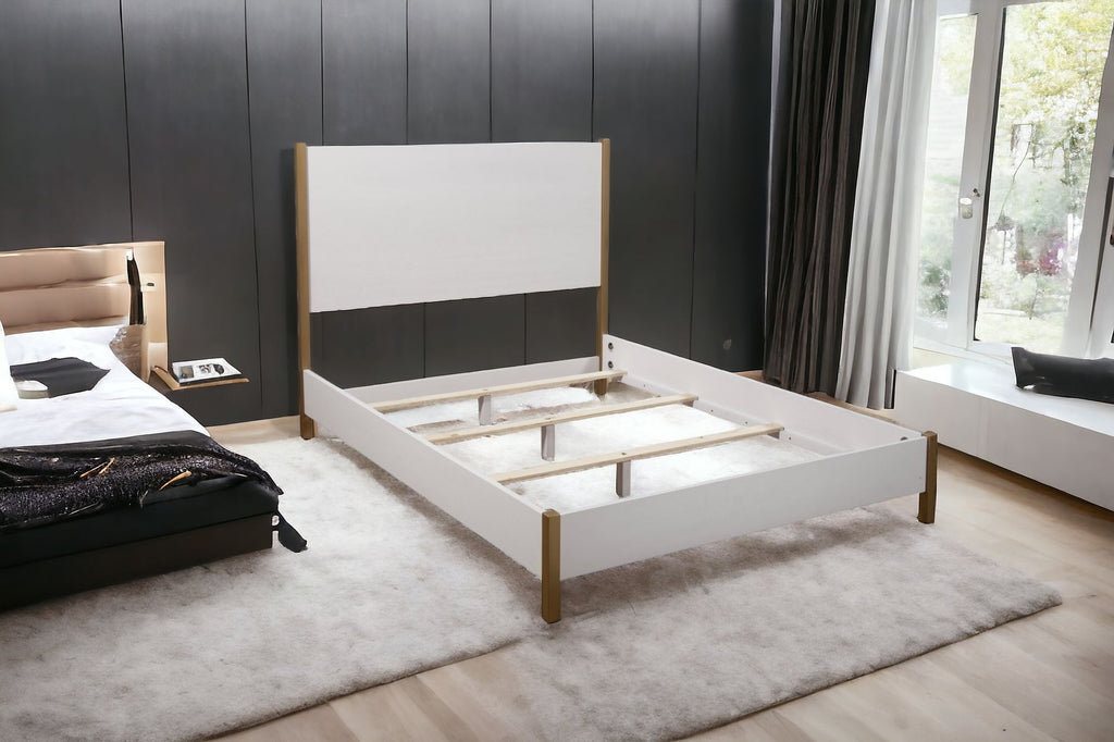 White Solid and Manufactured Wood Queen Bed