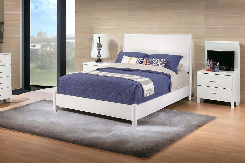 White Solid and Manufactured Wood California King Bed