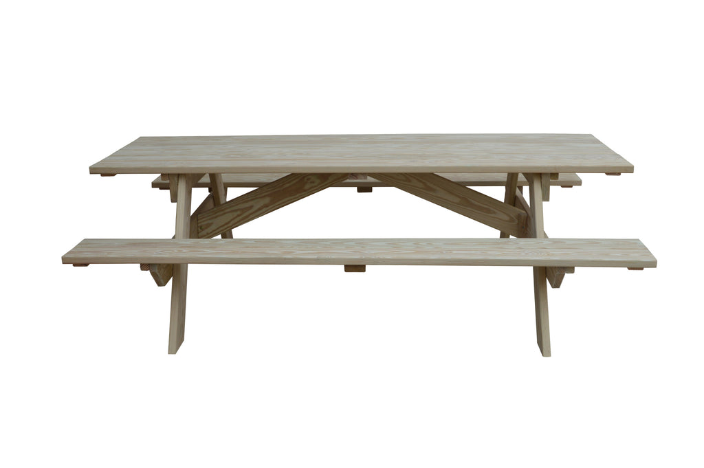 94" Natural Solid Wood Outdoor Picnic Table