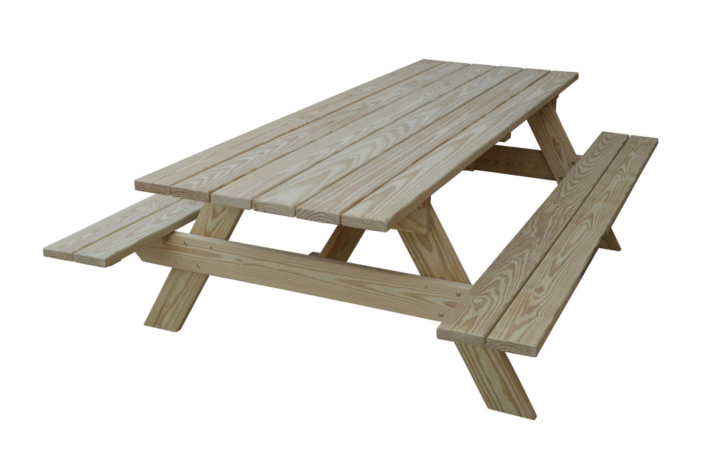 94" Natural Solid Wood Outdoor Picnic Table