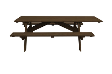 94" Dark Brown Solid Wood Outdoor Picnic Table