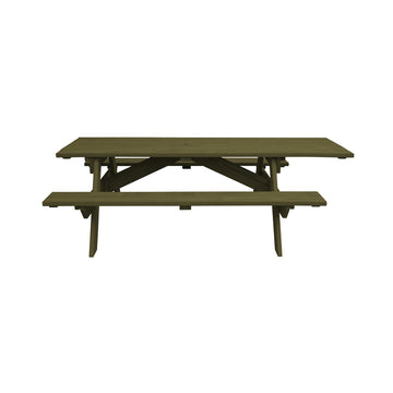 Green Solid Wood Outdoor Picnic Table Umbrella Hole