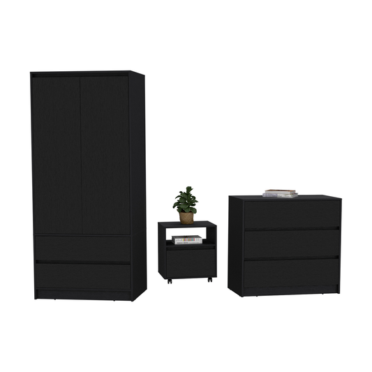 Three Piece Black Bedroom Set