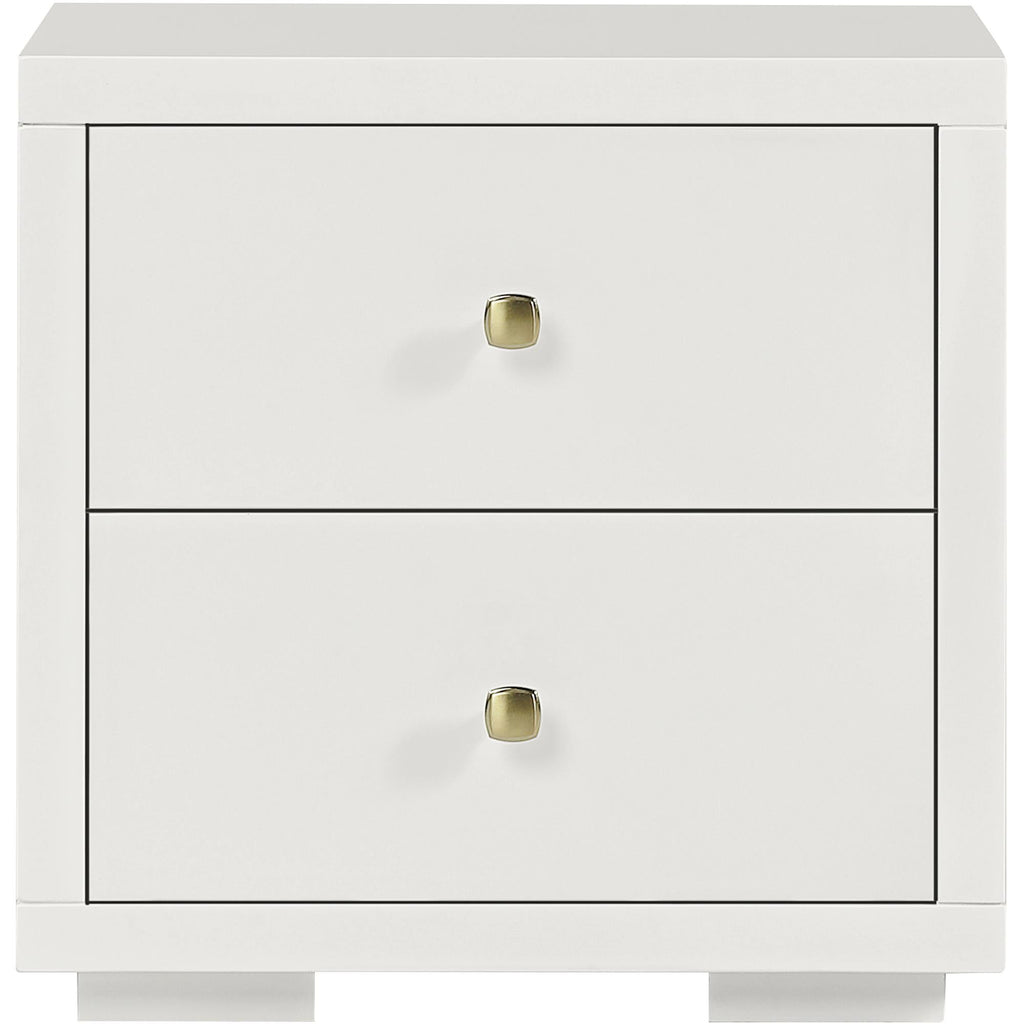 19" White Two Drawer Nightstand