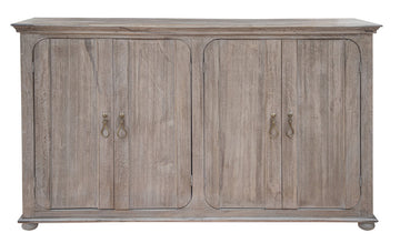 72" Sand Solid and Manufactured Wood Distressed Credenza