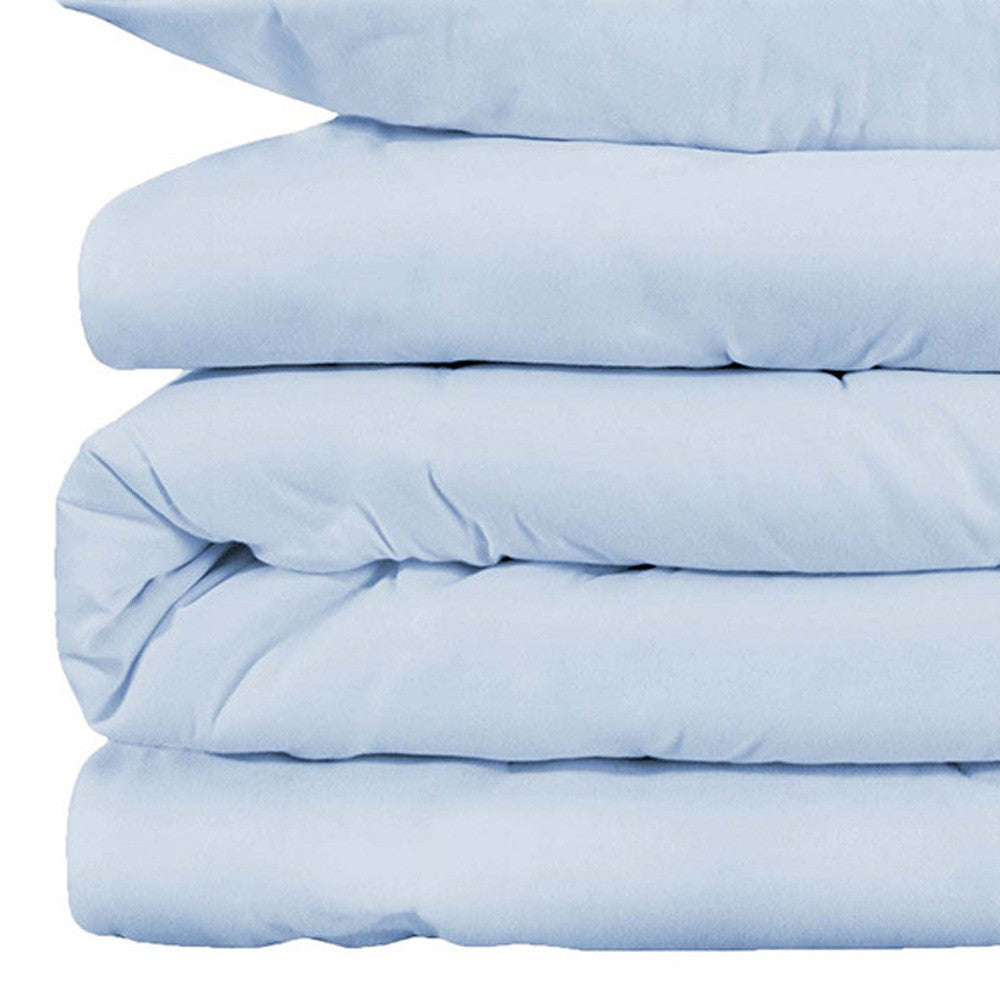 Light Blue Queen Cotton Blend 1000 Thread Count Washable Duvet Cover Set