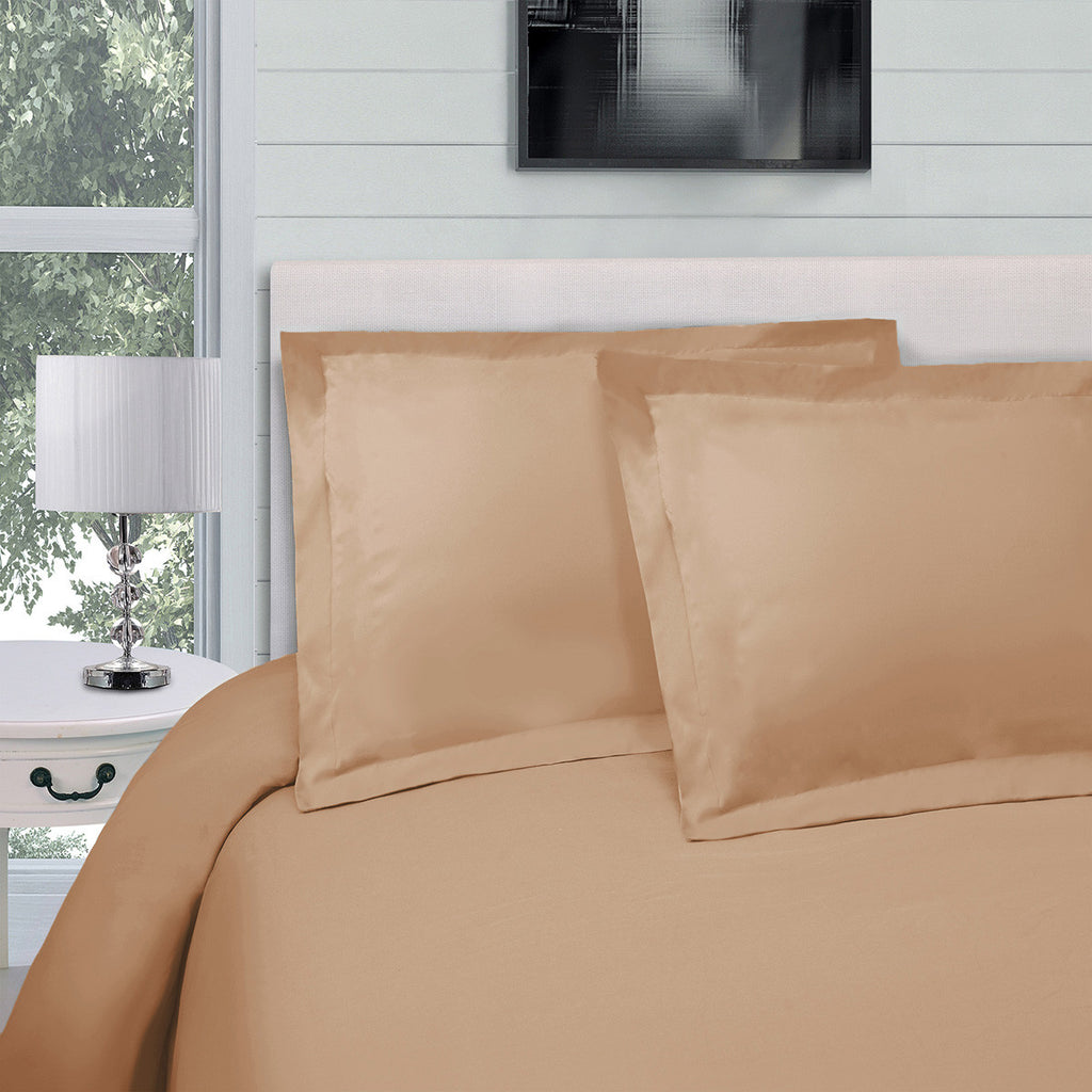 LuxxHomes  Beige King Cotton Blend 300 Thread Count Washable Duvet Cover Set