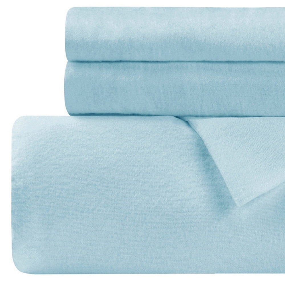 LuxxHomes  Light Blue King Cotton Blend 0 Thread Count Washable Duvet Cover Set