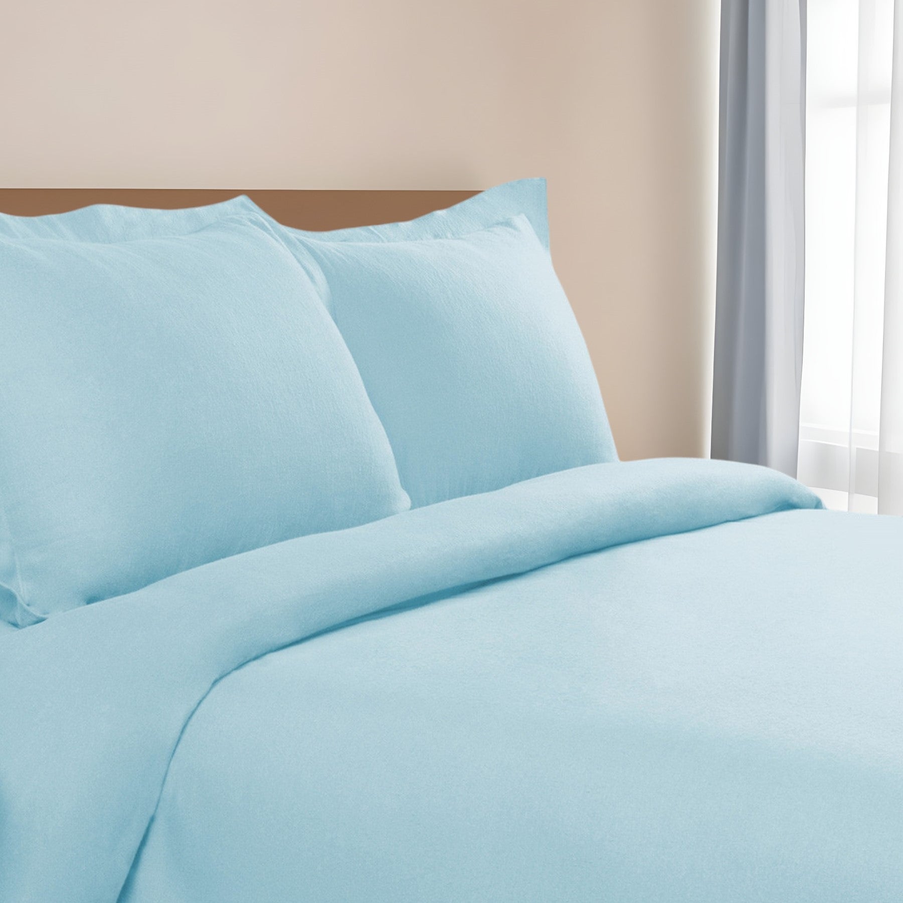 LuxxHomes  Light Blue King Cotton Blend 0 Thread Count Washable Duvet Cover Set