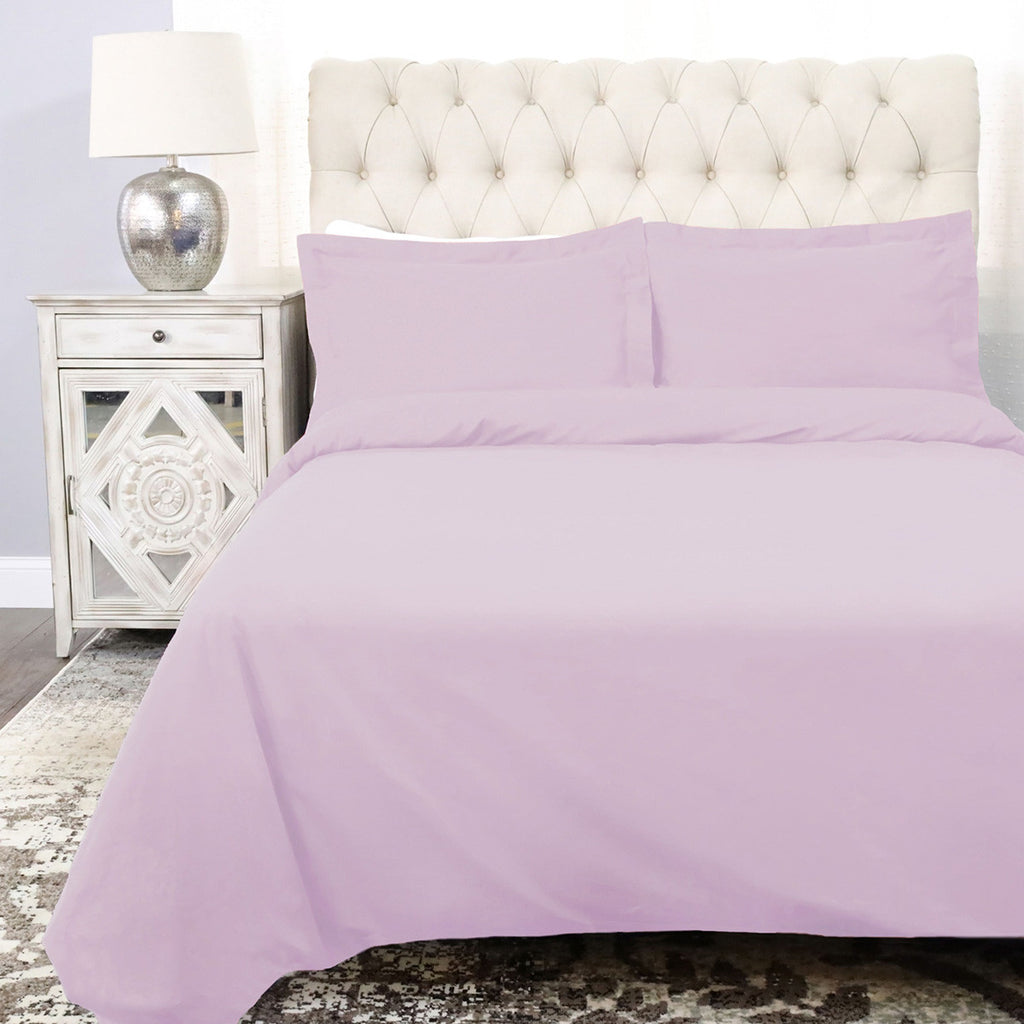 LuxxHomes  Lilac Twin 100% Cotton 300 Thread Count Washable Duvet Cover Set