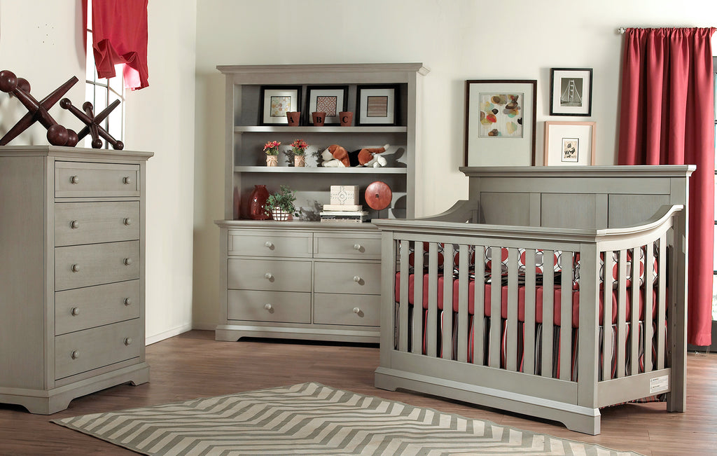 LuxxHomes  Ash Gray Solid and Manufactured Wood Standard Four In One Convertible Crib