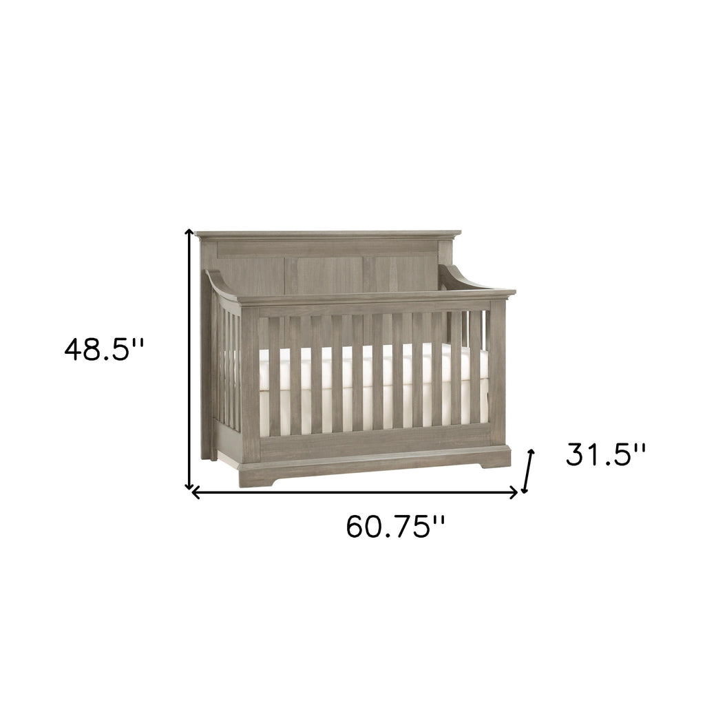 LuxxHomes  Ash Gray Solid and Manufactured Wood Standard Four In One Convertible Crib