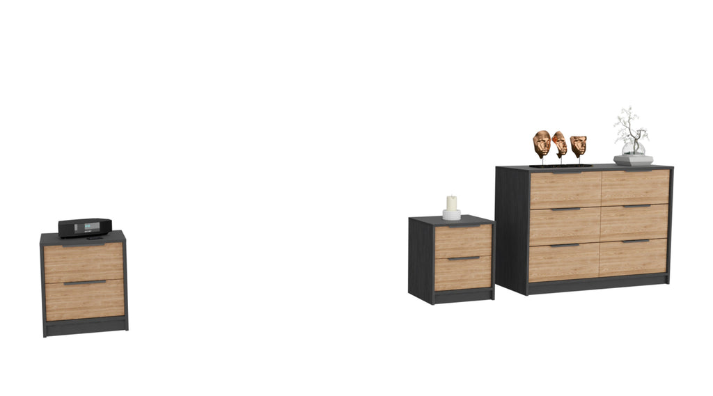 Three Piece Brown and Black Bedroom Set