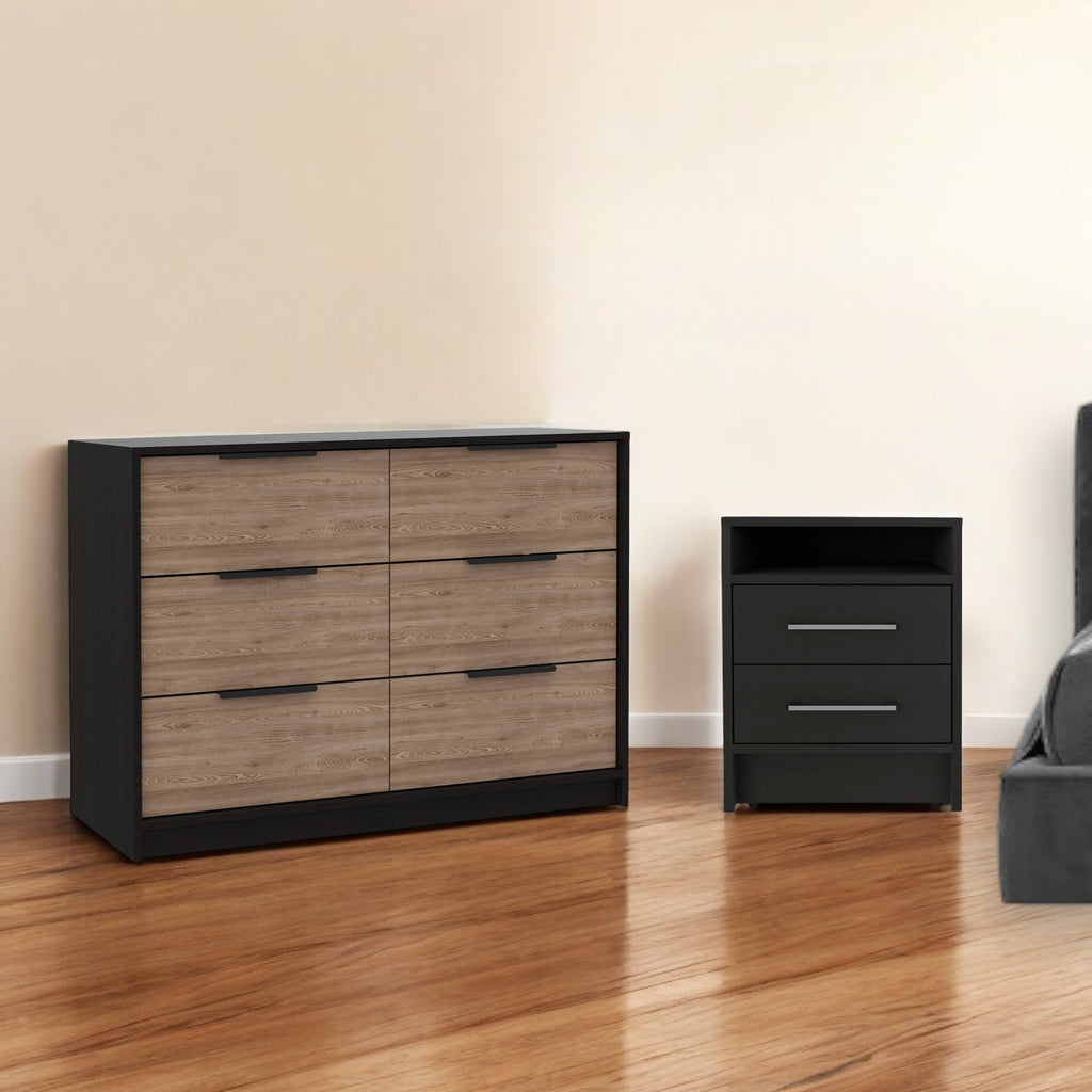 Two Piece Black and Gray Bedroom Set