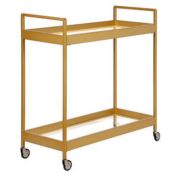 Brass Steel And Glass Rolling Bar Cart