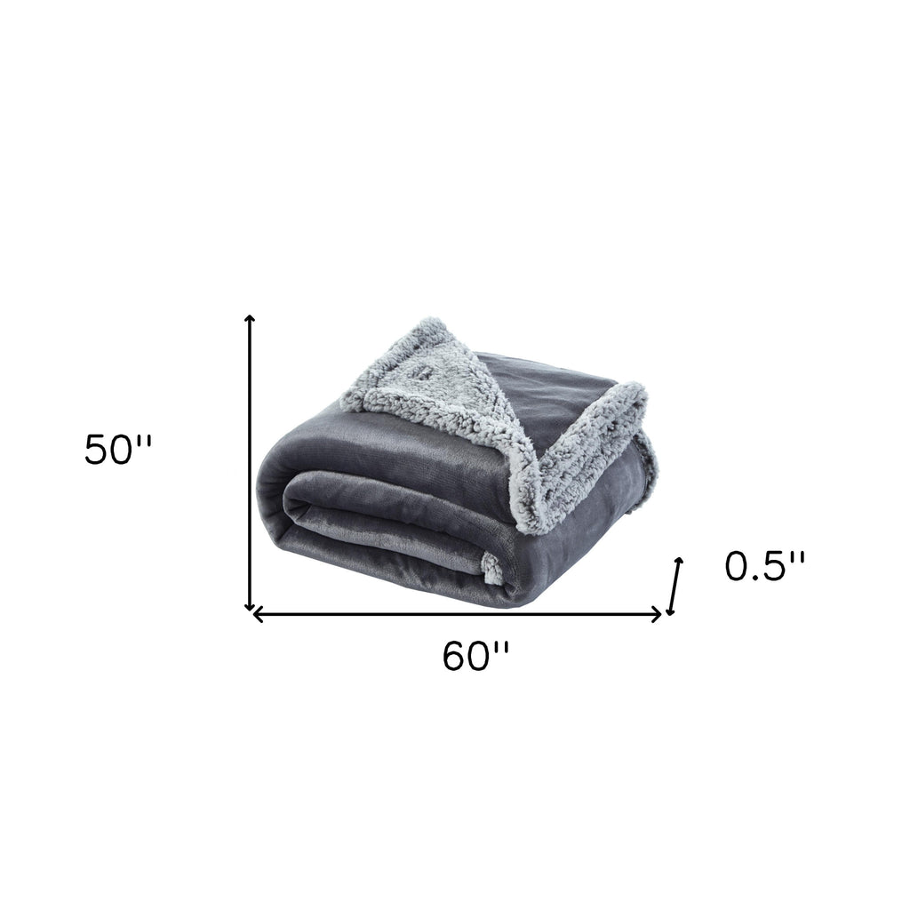 50" X 60" Dark Slate Gray Knitted Polyester Plush Throw Blanket