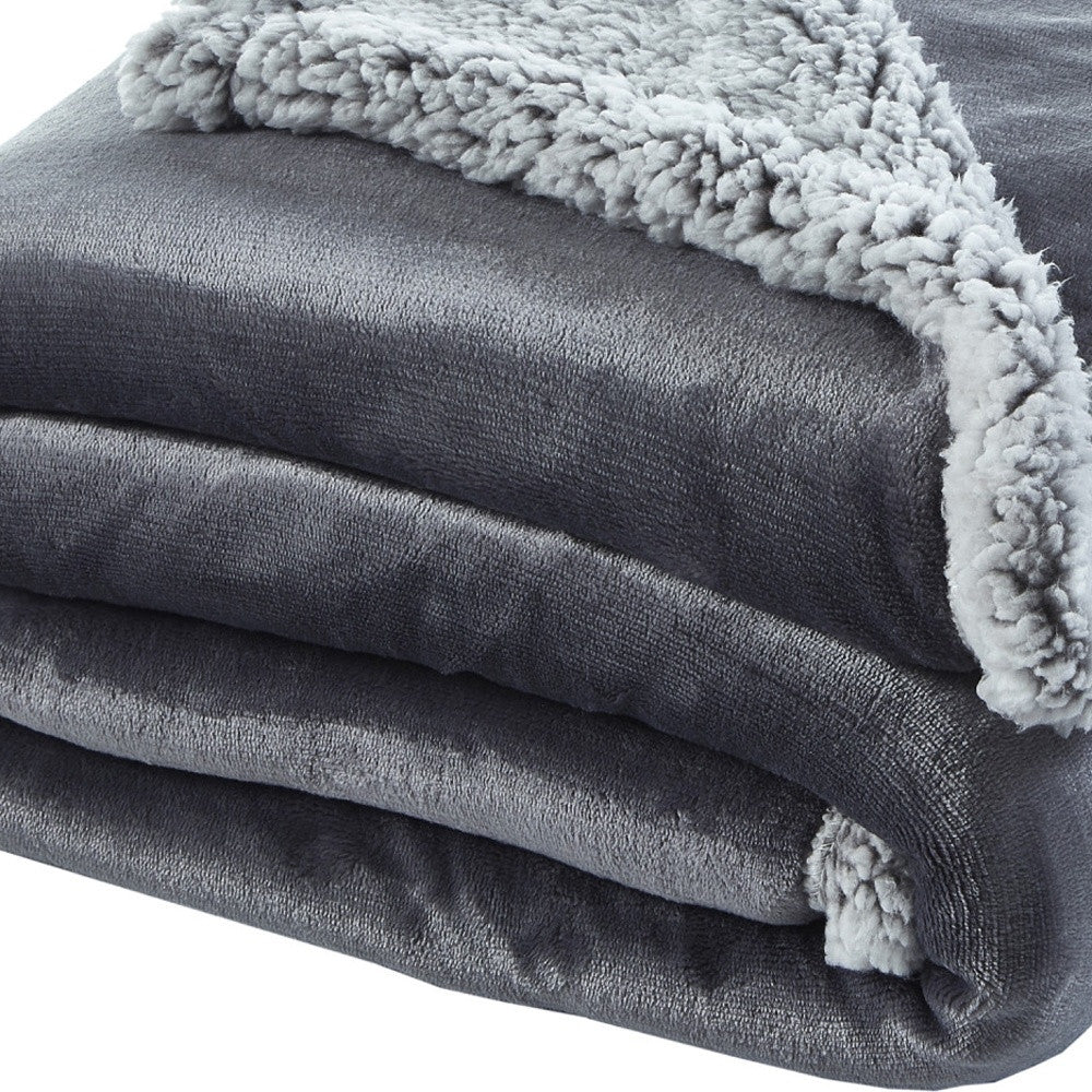 50" X 60" Dark Slate Gray Knitted Polyester Plush Throw Blanket