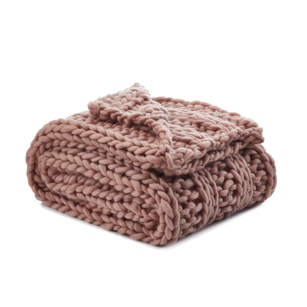 50" X 70" Blush Knitted Polyester Throw Blanket