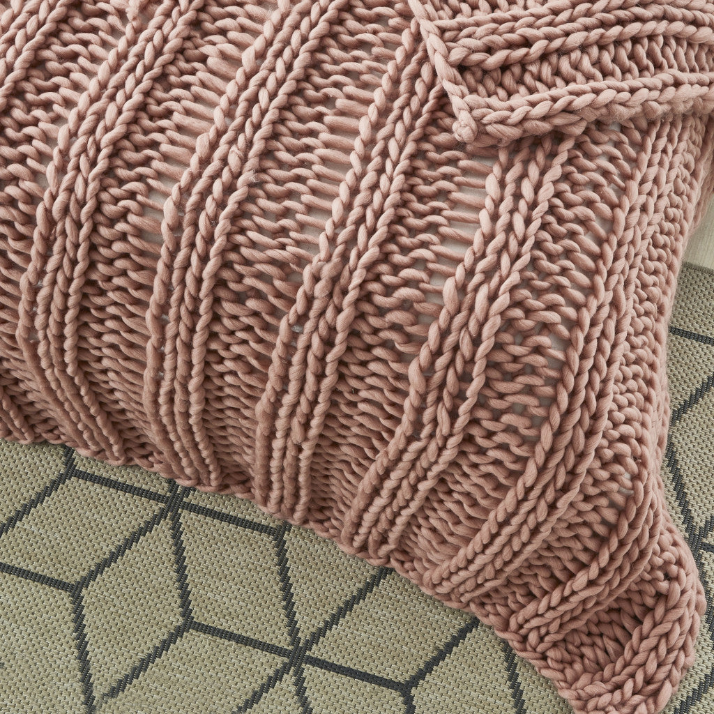 50" X 70" Blush Knitted Polyester Throw Blanket