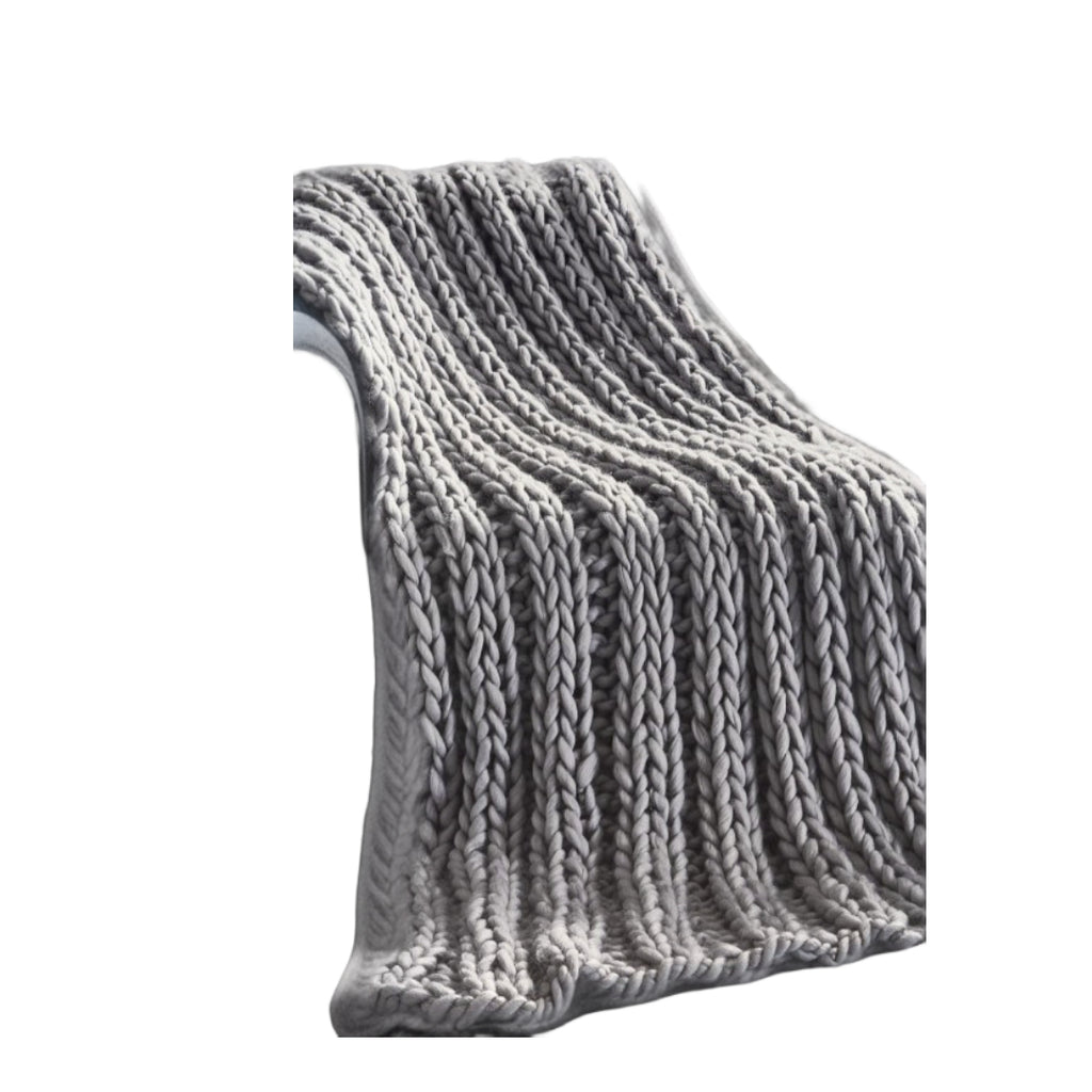 60" X 40" Light Gray Knitted Polyester Throw Blanket