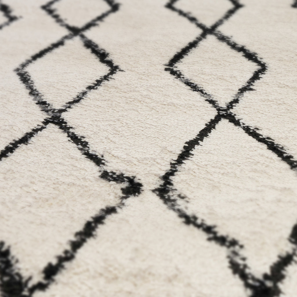 10' Black and Gray Geometric Shag Runner Rug