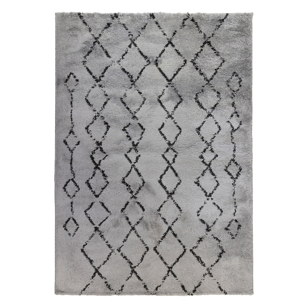 10' Black and Gray Geometric Shag Runner Rug