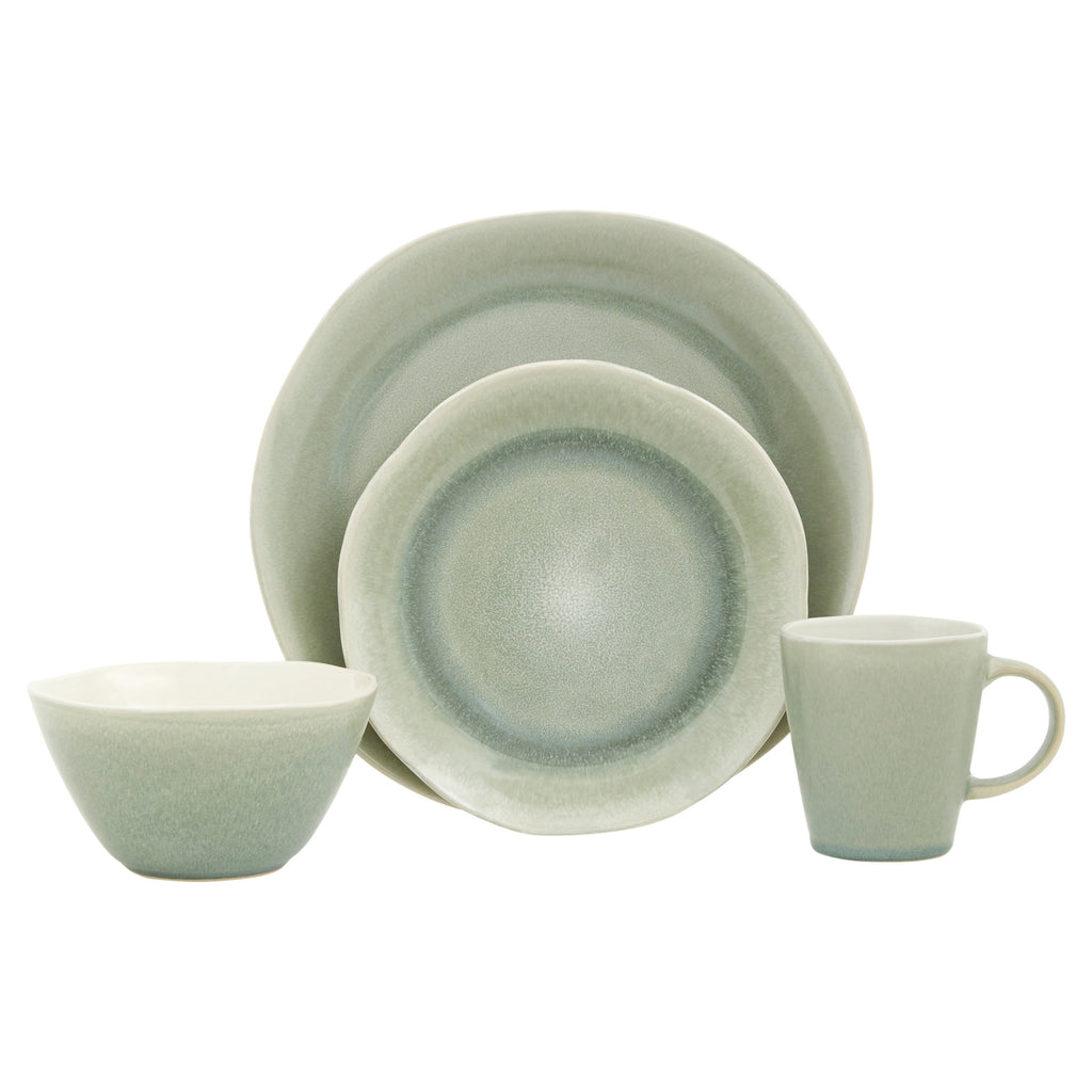 LuxxHomes  Sage Sixteen Piece Ceramic Service For Four Dinnerware Set