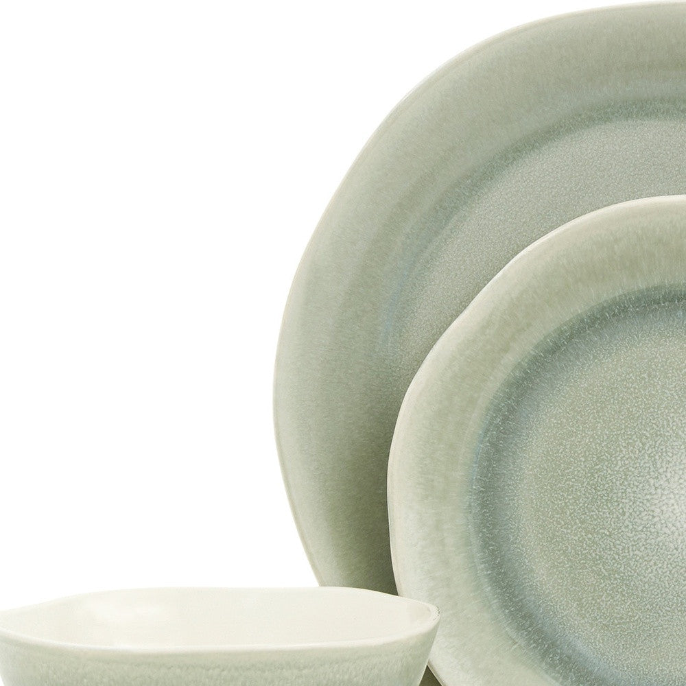 LuxxHomes  Sage Sixteen Piece Ceramic Service For Four Dinnerware Set