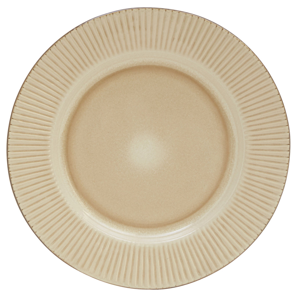 LuxxHomes  Sand Sixteen Piece Round Striped Ceramic Service For Four Dinnerware Set