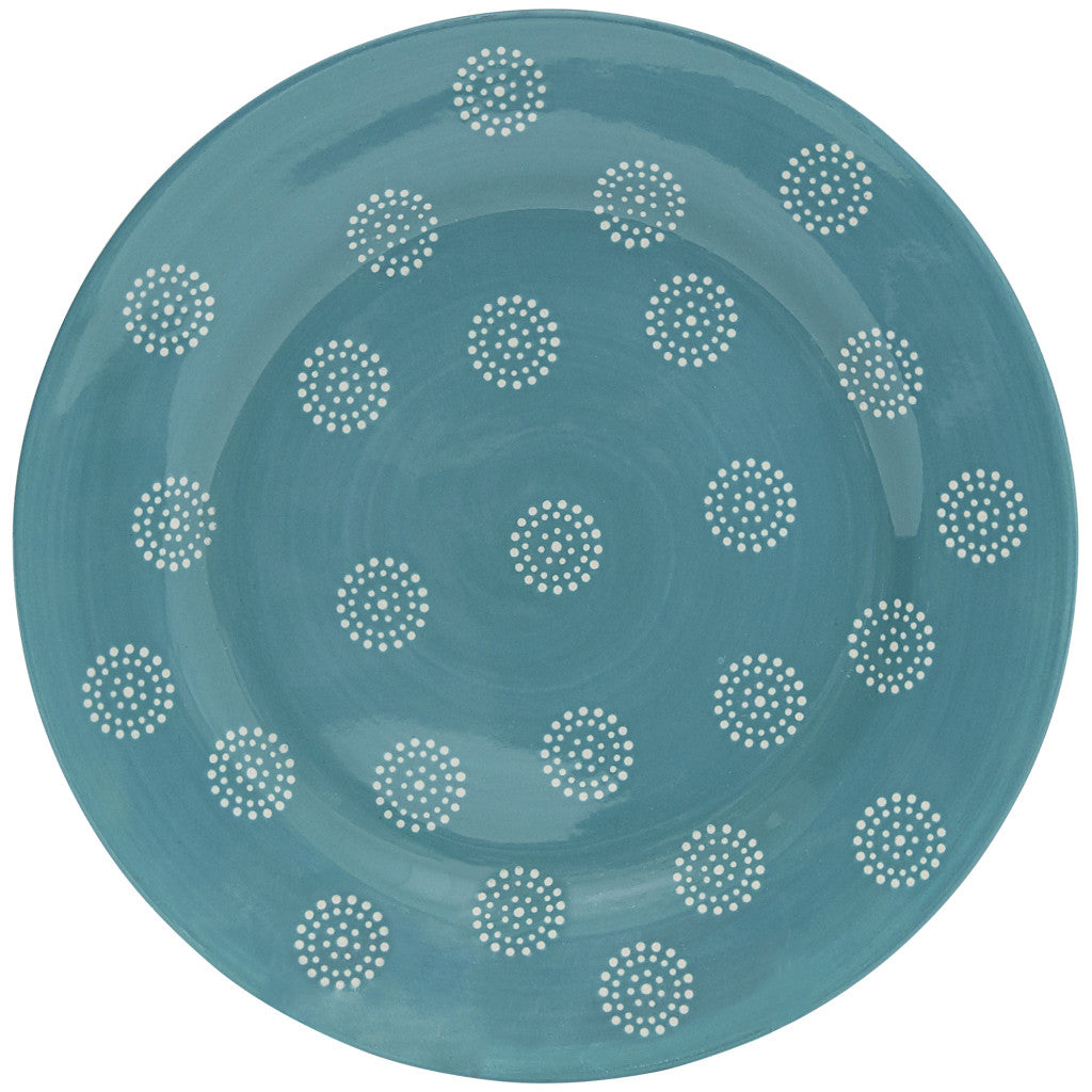 LuxxHomes  Turquoise Sixteen Piece Round Trellis Ceramic Service For Four Dinnerware Set